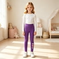 thumbnail image 2 of Tfken Child Soft Comfy Pants School Daily Wear Yoga Leggings For Girls High Waist Pants Stretch Heart Print Kids Casual Clothes Size 5-6 Years Purple, 2 of 5