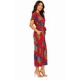 thumbnail image 2 of Women's Tropical Print Short Sleeve Wide Leg Jumpsuit with Tie Waist Detail Red 1XL, 2 of 4
