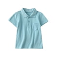 thumbnail image 2 of School Uniforms for Boys Short Sleeve Pique Polo Shirts,Cyan 140, 2 of 7