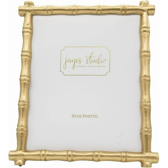 Jaye's Studio Decorative 8 x 10 Gold Frame Vertical & Horizontal Display, Bamboo Picture Frame Easel Stand, Glass Display, Handmade Metal Photo Frame 8x10, Designer Frames For Classy Home Decor