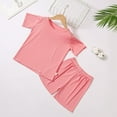 thumbnail image 5 of Coerni Kids Girls Boys 2 Piece Outfits Summer Plain Short Sleeve Tshirt Shorts Set Soft Elastic Waist Matching Outfit, 5 of 9