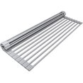 thumbnail image 1 of Roll-Up Dish Drying Rack [Large 20.5'' X 13"] Over The Sink Drying Mat,- Multipurpose Dish Drainer - Fruits and Vegetable Rinser - Durable Silicone Covered Stainless Steel (Warm Gray) Gray Gray, 1 of 5
