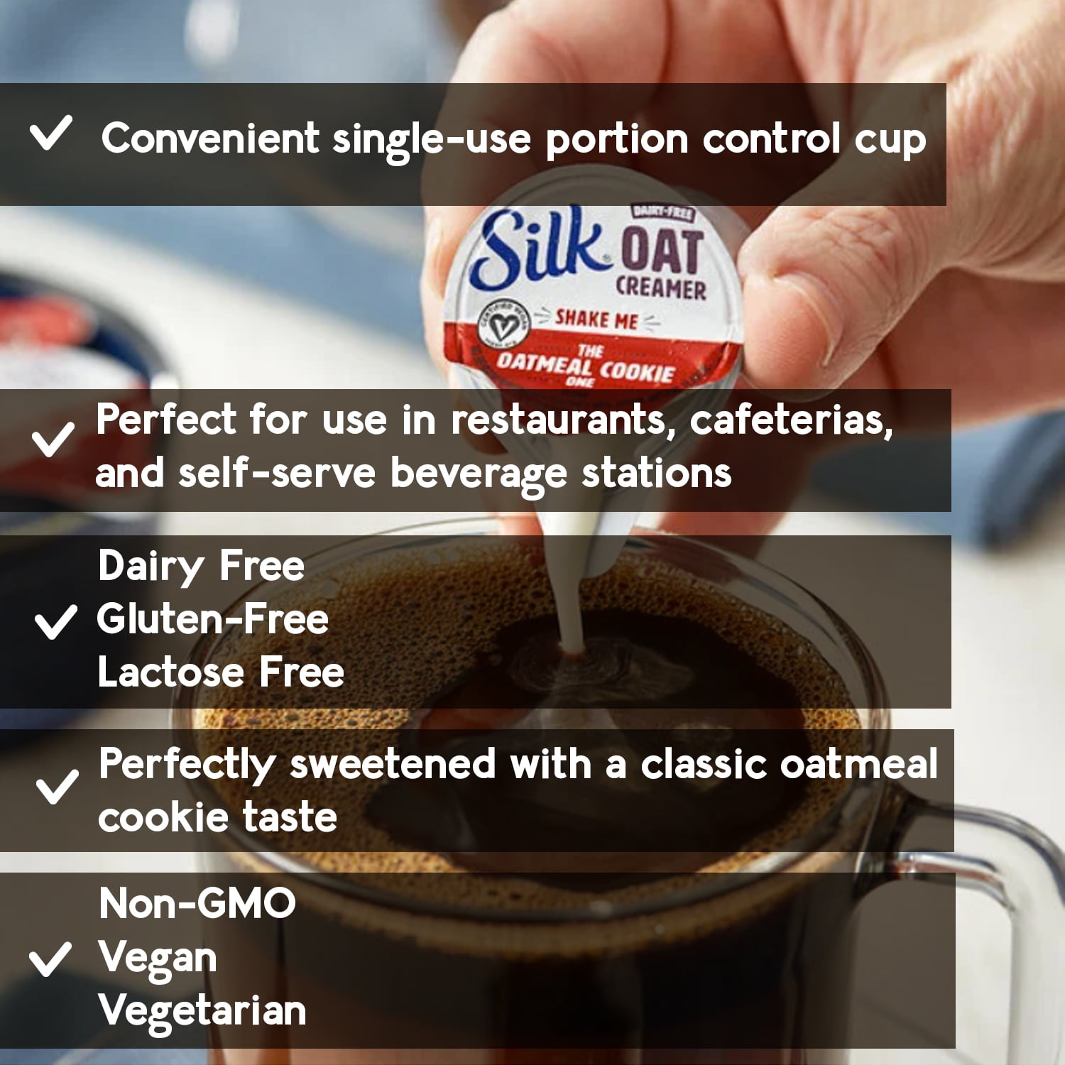 Silk Oat Milk Oatmeal Cookie Single Serve Non-Dairy Creamer, 0.5 fl. oz. cup l Pack of 50