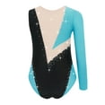 thumbnail image 2 of TTAO Girls Color Block Gymnastic Practice Clothes Ballet Dance Outfit One Piece Tumbling Unitard Biketard Blue Green 14, 2 of 3