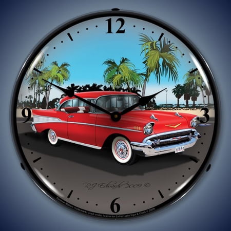 Collectable Sign and Clock 1957 Chevy LED Lighted Premium Wall Clock