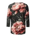 thumbnail image 4 of CYMMPU Flower Pattern 3/4 Sleeve Crew Neck Fall Fashion Shirts Spring Tops Blouses for Women Dressy Casual Tunic Tops Loose Fit Lightweight Basic T-Shirts Multicolor M, 4 of 5