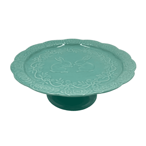 Transpac Green Cake Stand - Easter Elegance