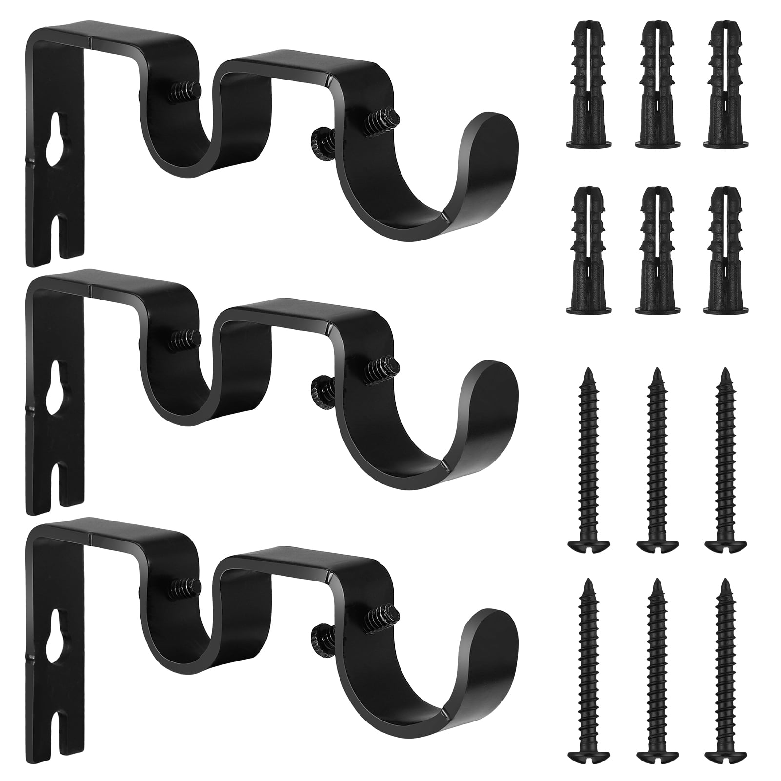 Prdigy 3 Pack Double Curtain Rod Bracket, Adjustable Curtain Rod