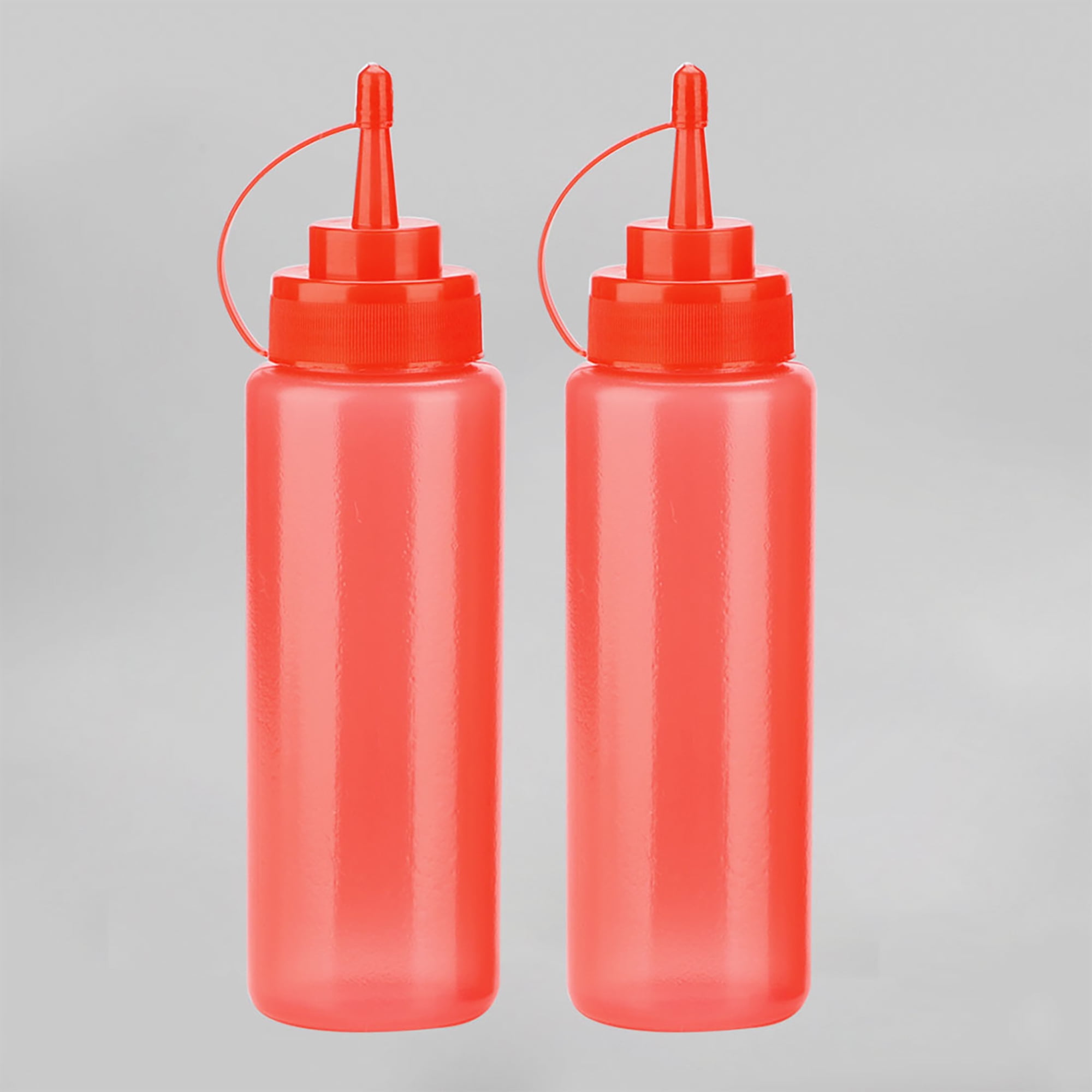 2pcs Squeeze Squirt Bottle 12oz+16oz Ketchup Mustard BBQ Containers Red