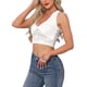 thumbnail image 4 of INSPIRAR CHIC Top de Mujer Sin Mangas de Encaje Floral con Escote en V Profundo, Top Corto de Cami Transparente S Blanco, 4 of 6