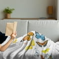 thumbnail image 3 of Colorful Soft Flannel Fleece Blanket, Watercolor Design Cluster of Flying Butterflies Vintage Style Depiction, Cozy Plush for Indoor and Outdoor Use, 50" x 60", White and Multicolor, by Ambesonne, 3 of 5