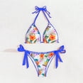 thumbnail image 4 of Levmjia Women's Two Piece Bikini Set Fashion Printed High Waisted Drawstring Tummy Control Swimsuits Tied Front Strappy Beach Vacation Swimsuit, 4 of 5