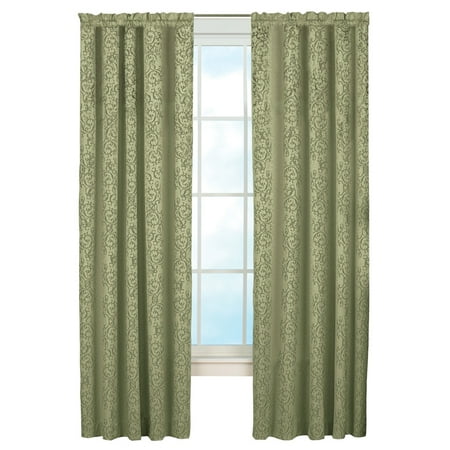 Elegant Insulated Scroll Pattern Window Curtain Panel With Rod