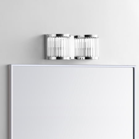 Safavieh Karter Modern Glam Two Light Wall Sconce Chrome/Clear