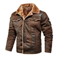 thumbnail image 3 of Chaqueta de cuero grueso de terciopelo de gran tamaño para hombre, nueva chaqueta de cuero PU de moda juvenil, abrigo grueso, talla M-4XL, 3 of 4