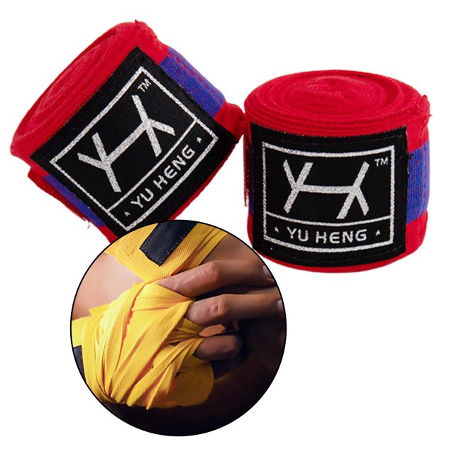 Envolturas de boxeo transpirables de 196 "con cierre, bandas protectoras de nudillos de mano de entrenamiento de MMA Muay Thai Kickboxing con bucle de - Rojo azul Soledad Guantes interiores de boxeo