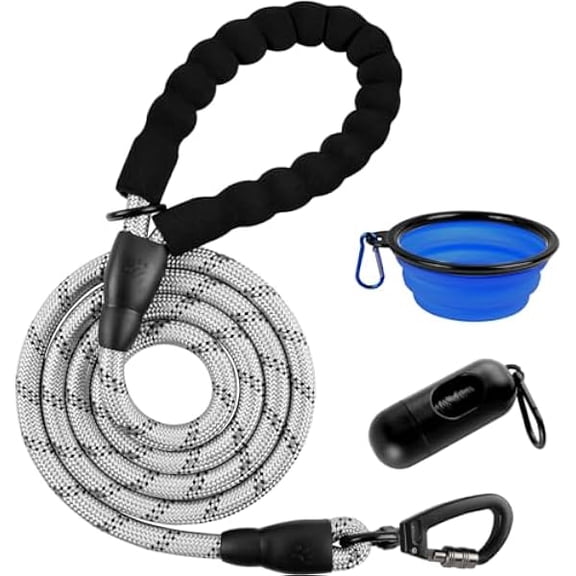 Eryueer Dog Leashes for Large Dogs Heavy Duty Dog Leash 4/5/6 FT with Comfortable Padded Handle and Highly Reflective Threads for Medium Large Dogs Walking Training Running (6FT-1/2'',Gray)