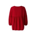 thumbnail image 4 of Sunloudy - Camiseta de verano con cuello en V para mujer, casual, manga larga, color sólido, túnica holgada Sunloudy  moda, 4 of 10