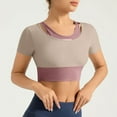 thumbnail image 6 of Sales of The Day Clearance! lcziwo Women's Compression Workout Top Stretch Athletic Crop Tops with Built in Bra Longline Padded Short Sleeve Crew Neck Cute Tee shirts Purple S, 6 of 7
