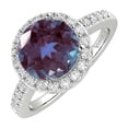 thumbnail image 2 of 4.85 Carat Round Cut Color Changing Alexandrite and White Topaz Halo Ring in Sterling Silver Women Ring, 2 of 6