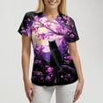 thumbnail image 7 of felwors Womens Scrub Tops Comfy Short Sleeve V-Neck Nurses Uniforms Fashion Vintage Cats Print Working Medical Scrub Shirts (Black, XXL), 7 of 7