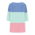 thumbnail image 5 of dazeni Long Sleeve Shirts for Women Plus Size Color Block Pleated Tunic Tops Round Neck Casual Flowy Tank Tops Loose Patchwork Pullover Tops L-5XL, 5 of 6