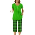thumbnail image 6 of yievot Womens Capri Pajama Sets Short Sleeve Top and Capri Pant Set Soft Sleepwear Printed 2 Piece Lounge Sets, 6 of 7