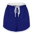 thumbnail image 4 of Pxkloy Womens Beach Shorts Summer Casual Color Contrast Workout Short High Waisted Drawstring Running Shorts with Pockets Blue,XXL, 4 of 5