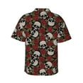 thumbnail image 2 of Balery Red Rose Skull Print Men's Hawaiian Shirts Short Sleeve Beach Shirt Relaxed Fit Vacation Button Down Shirts-Small, 2 of 6