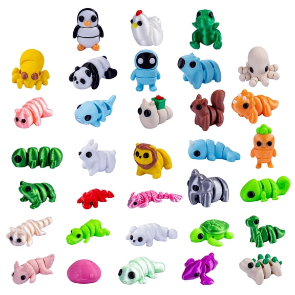 40pcs Mini 3D Printed Animal Figurines, Assorted Random Styles Small Creature Toy Set For Tabletop Decor And Collection