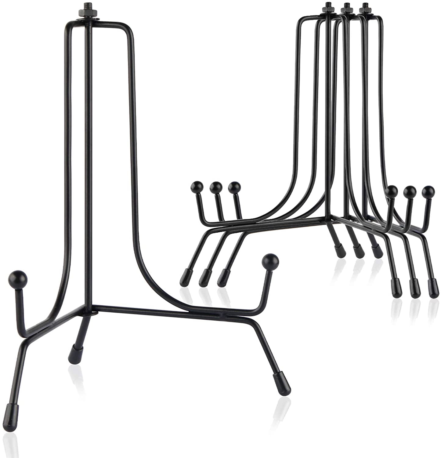 Mocoosy 4 Pack Improved Anti-Slip Plate Stands for Display, 6 Inch Plate Holder Display Stand, Picture Frame Holder Stand, Black Iron Easel Stands for Photo, Decorative Plate, Tablets and Tabletop Art
