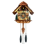 Cuckoo Clock Traditional Chalet Black Forest House Clock Handcrafted Wooden Wall Pendulum