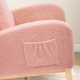 thumbnail image 6 of Rocking Chair, Modern Sherp Upholstered Accent Glider Chair with High Back and Side Pocket, Tufted Armchair Lounge Chair with Rubber Wood Legs for Living Room, Bedroom, Office, Pink, 6 of 7