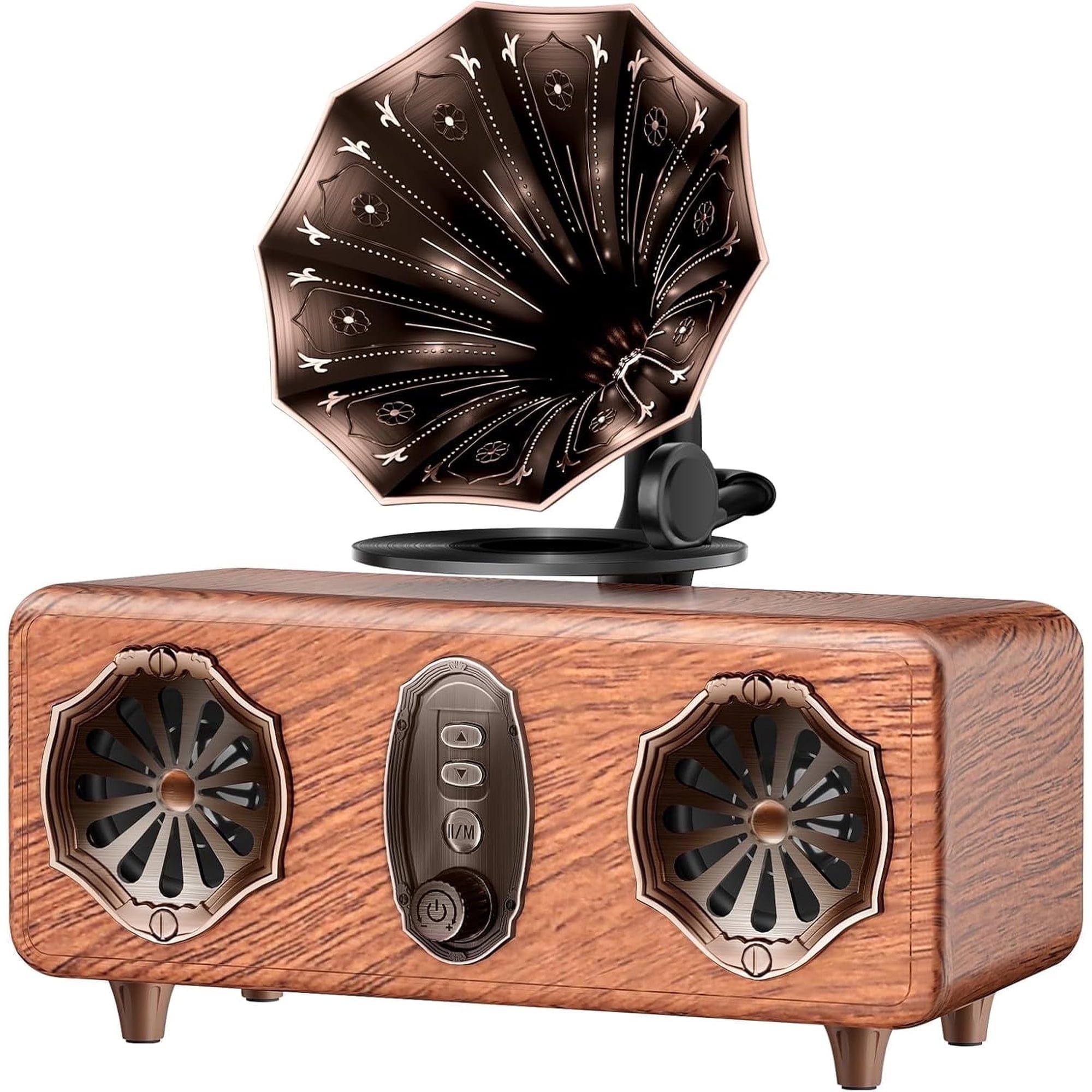 Imego Retro Bluetooth Speaker with 5.4, FM Radio, USB/TF/AUX Playback, Rich Bass, Vintage Wireless Speaker for Home & Office Decor