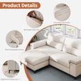 thumbnail image 6 of 88" Loveseat Sofa with Storage Ottoman Adjustable Armrest 3-Seat L-Shaped Sectional Couch for Living Room Beige, 6 of 11