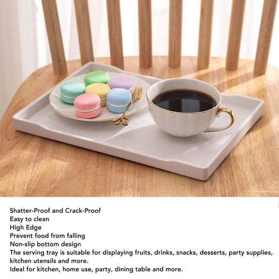 White Rectangular Serving Tray 9.1x13 Inch Large Plastic Platter for Parties, Tea and Desserts