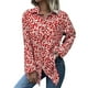 thumbnail image 1 of Blusa de mujer Poliéster Estampado de leopardo Cuello de solapa Un solo pecho Camisa de manga larga para mujer para fiesta de trabajo diario Rojo XL, 1 of 7