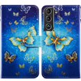 thumbnail image 1 of SaniMore for Samsung Galaxy S23 Plus Case, Anti-Fall Shock Protection Magnetic Wallet Cover for Samsung S23 Plus with Hand Strap [Card Holder & Kickstand] PU Leather Painted Pattern, Butterfly, 1 of 7