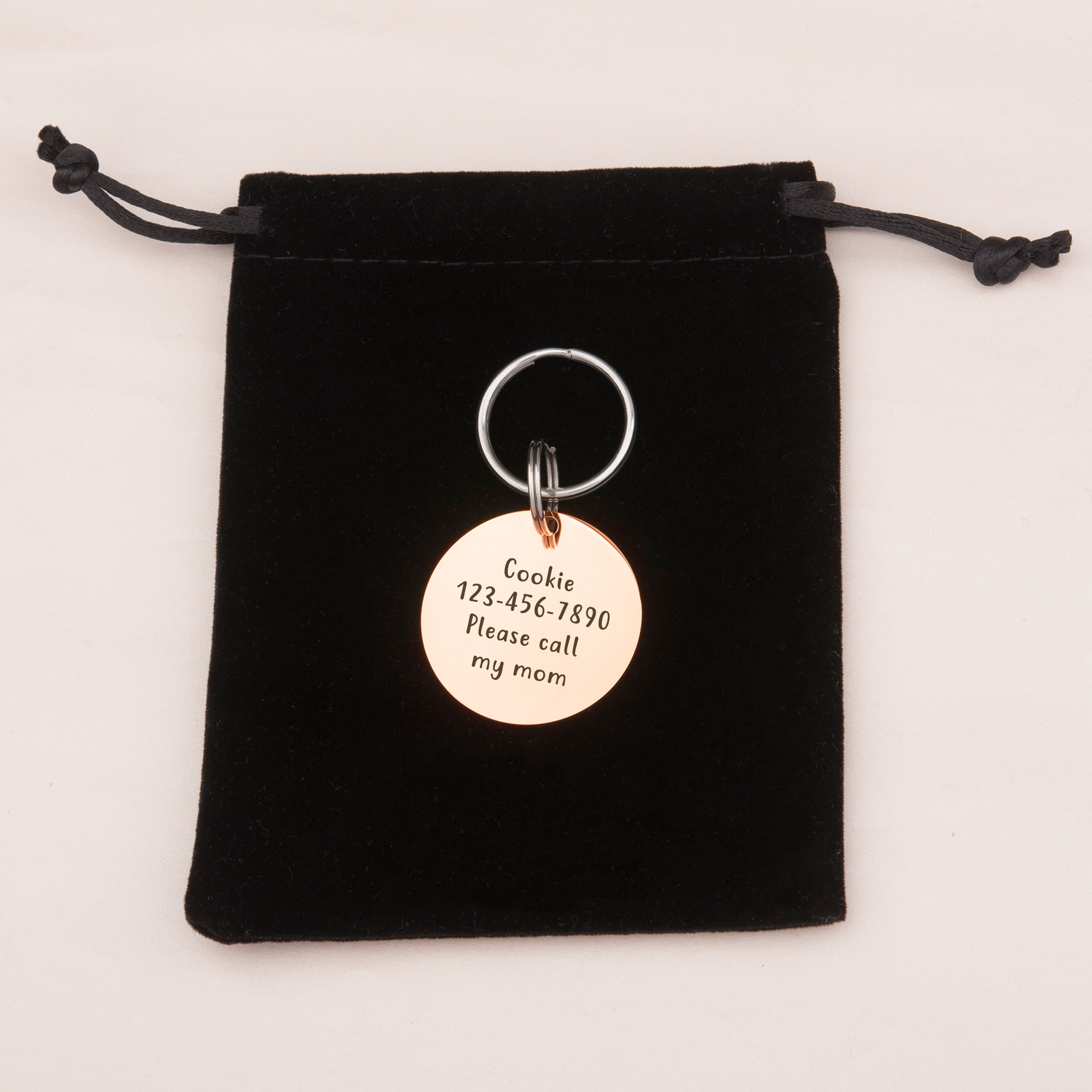Anavia Stainless Steel Double Sided Round Free Beer Upon Return Engraved Dog & Cat ID Tag, Rose Gold, L