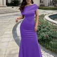 thumbnail image 4 of Women's Elegant Sleeveless Off Shoulder Bodycon Long Formal Party Evening Dress Womens Petite Dresses And Formal Dresses Satin Prom Dress Dress Gown for Women Womens Gown Dress You Wear to A Wedding, 4 of 8