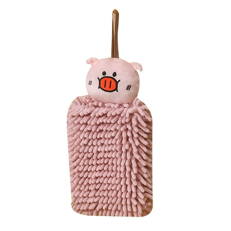 

Ziizwfa Cute Cartoon Animal Chenille Hand Towel with Hanging Loop Kitchen Bathroom Toilet Quick Dry Soft Absorbent Thick Microfiber Washcloth Dishcloth