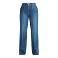 thumbnail image 5 of Time and Tru Women's Seamed Wide Leg Jeans, Sizes 0-20, 5 of 5