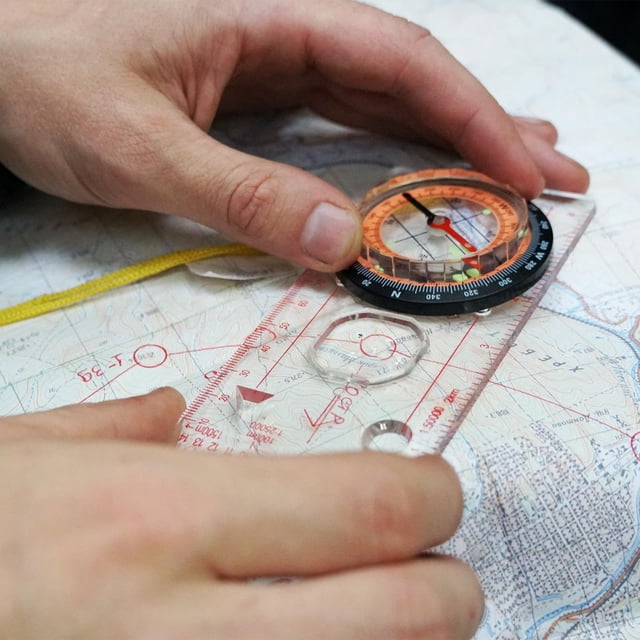 Youkk 2pcs/set Transparent Impact-resistant Map Scale With Magnifier For Hiking And Camping Compasses Compasses 2pcs 1Set