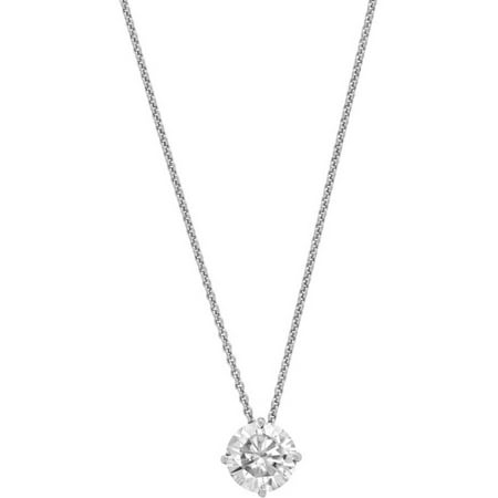 Endless Light Lab-Created Moissanite 14kt White Gold 7.5mm Round Solitaire Pendant, 18 Cable Chain