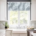 thumbnail image 3 of Marble Texture Kitchen Curtains and Valances Set, Abstract Grey White Gradient Art Rod Pocket Window Valance 18 Inch Window Curtain Panels for Living Room Bedroom Laundry, 27.5x36in, 3 Pieces, 3 of 7