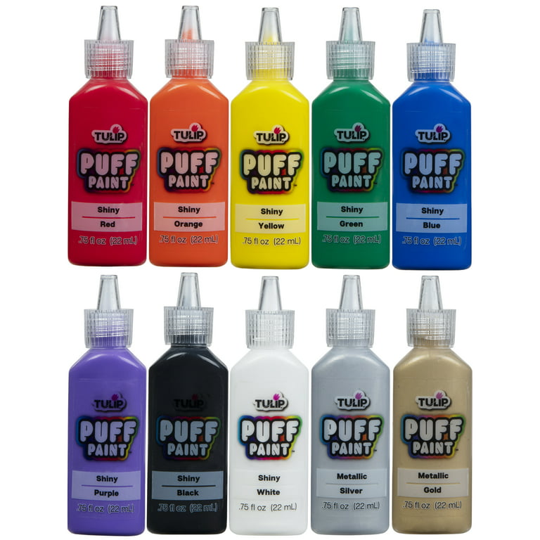 Tulip Puff Fabric Paint Pastel Colors 10 Pack, 0.75 fl oz Bottles