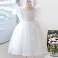 thumbnail image 5 of Ugoldhm Girls Ruffle Sleeve Polka Dot Tulle Dress - Square Neck Party & Wedding Flower Girl Gown (2-8 Years), 5 of 7