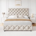 thumbnail image 3 of Bingirl Luxurious Queen Size Upholstered Bed Frame with 4 Drawers - Features Adjustable Headboard, Diamond Stitched Button Tufting, and Wood Slat Support, No Box Spring Required, 3 of 5