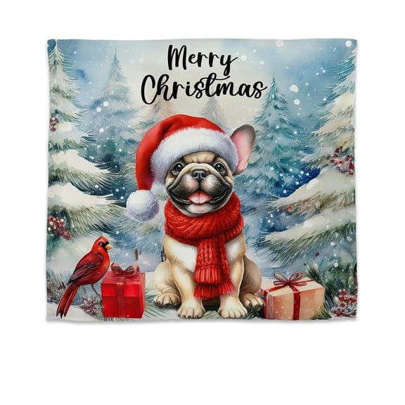 Merry Christmas French Bulldog Enjoys Woofmas Winter Xmas Holiday Tapestry Dog Lover Gifts Wall Hanging Backdrop Home Decor - 02022