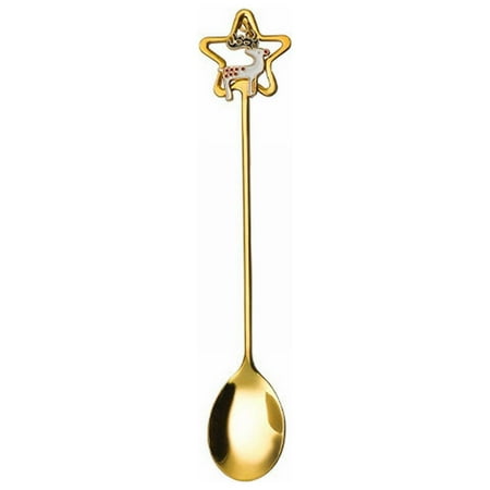 

Stainless Steel Tableware Cute Christmas Star Spoon Fruit Fork Coffee Dessert Spoon